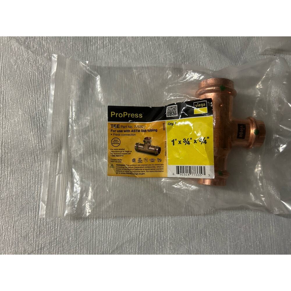 ProPress 3/4 In. X 3/4 In. X 1 In. Press Copper Tee Fitting
